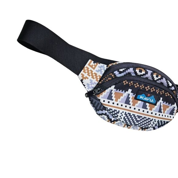 Kavu Printed Waist Pack Fanny Pack Adjustable Strap Tribal Design 2 Zip Pockets - Picture 6 of 9